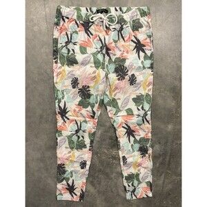 Charlie B All Over Floral Print Straight Leg Pants Pull On Stretch Womens Large